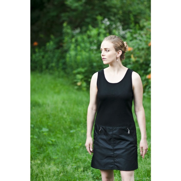 Vintage Anne Klein 90s Y2K Black Wool Mini Dress - Picture 2 of 5